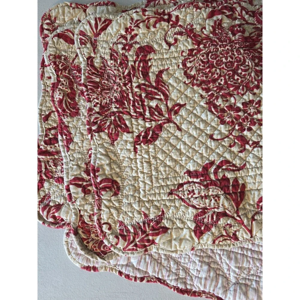 Set Of 4 Home Made Placemats Reversible French Country Floral Botanical Toilel